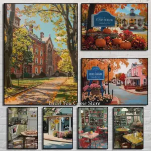 Gilmore Girls Vintage Street View Restaurant Poster Print Canvas Art Pictures Home for Living Room Wall Modern Decor Frameless