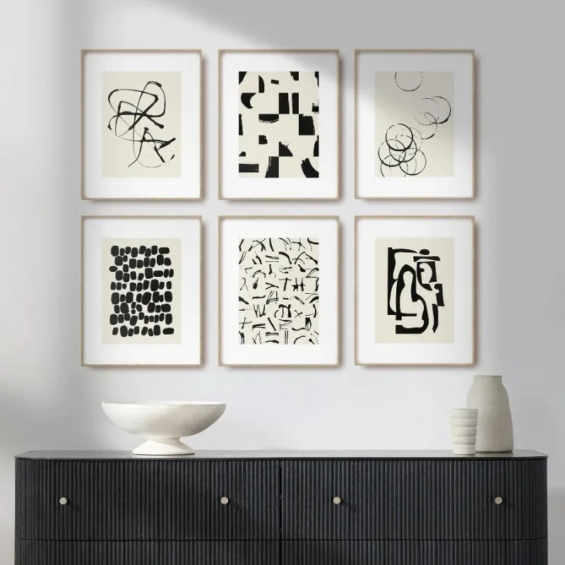Japanese Minimalist Black and Beige Abstract Ink Posters and Prints Canvas Printing Wall Art Picture for Living Room Home Decor - Image 2