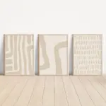 Boho Abstract Geometric Mid Century Poster Print Beige Canvas Painting Modern Neutral Wall Art Pictures Living Room Home Decor