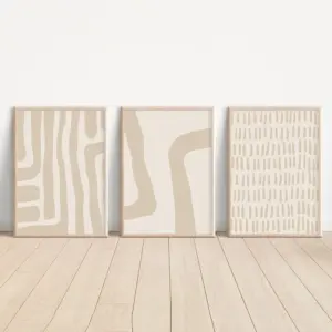 Boho Abstract Geometric Mid Century Poster Print Beige Canvas Painting Modern Neutral Wall Art Pictures Living Room Home Decor
