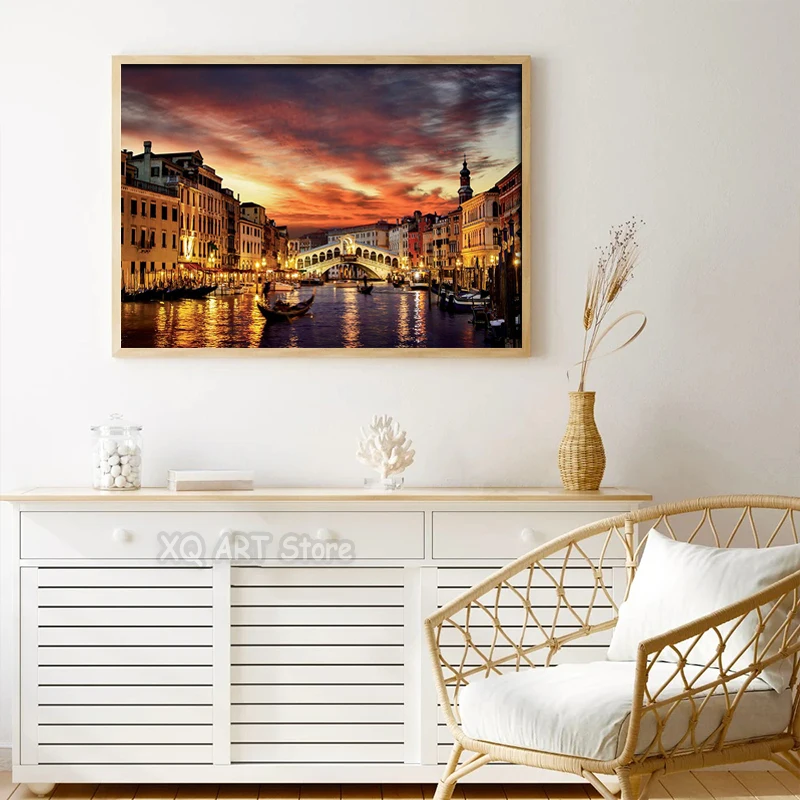 Famous Venice Italy Canvas Painting Wall Art Sunset Natural Scenery Pictures Posters and Prints for Living Room Home Decoration - Image 4