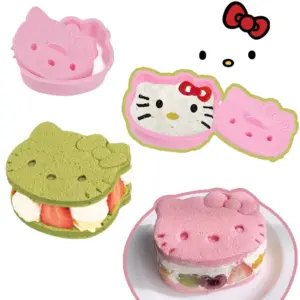Kawaii 3D Pink Hello Kitty Cookie Baking Mold Cute Cartoon Bow Cake Rice Ball Seal Baking Tool Stamping Gift