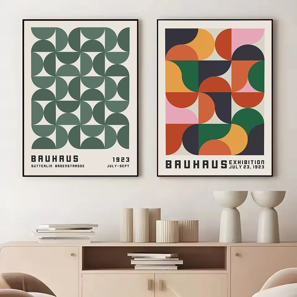 Retro Original Bauhaus Abstract Graphic Exhibition 1923 Colorful Mid Century Poster Canvas Painting Wall Art Picture Home Decor - Image 3