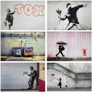 Banksy Art Street Graffiti Wall Art Canvas Paintings Modern Posters and Prints on The Wall for Living Room Decor Cuadros