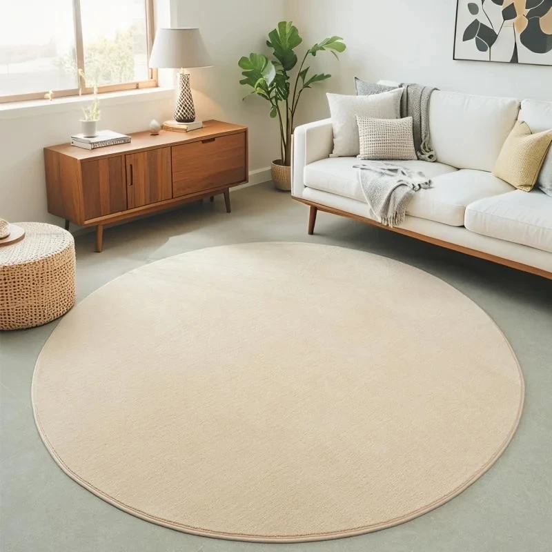 Coral Velvet Carpet Round For Modern Living Room Area Rug Solid Color Kids Bedroom Play Mat Silent and Moisture-proof Rugs Gray