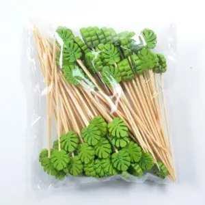 50pcs/set Hawaii Theme Fruit Sticks Flamingo Fruit Disposable Bamboo Sticks Summer Beach Party Supplies Hawaii Birthday Decors