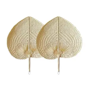 1PC Handmade Straw Woven Fans Craft Summer Cooling Fan Bamboo Palm Leaf Hand-woven Hand Fan Home Decoration 30*40cm