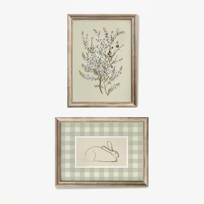 Green Bohemian Nursery Gallery Wall Poster Sage Bunny and Duck Early Learning Kids Room Bedroom Living Room Decorative Wall Art - Image 4