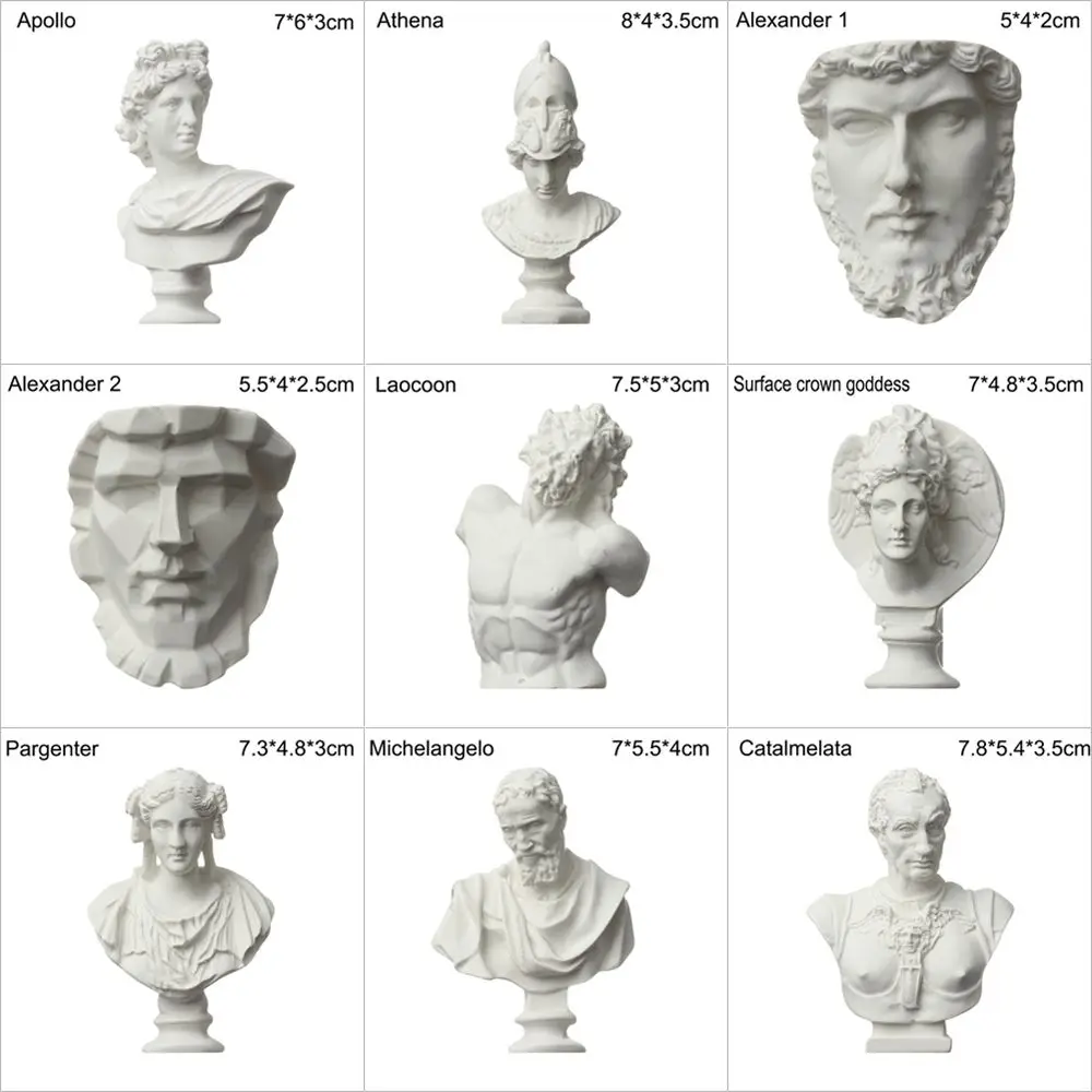 New Mini Figurine Plaster Statue Greek Mythology Celebrities Famous Sculpture Drawing Practice Gypsum Bust Portraits Home Decor - Image 5