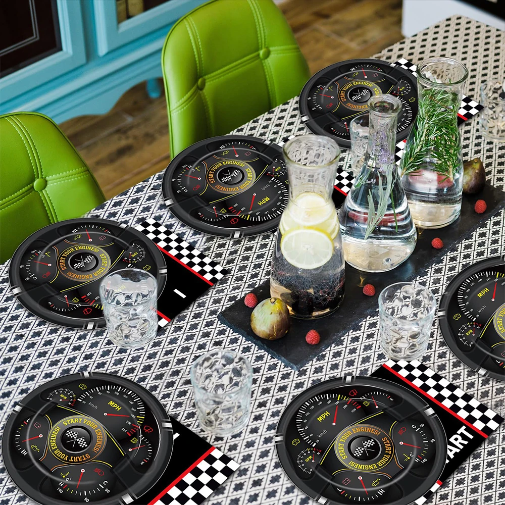 Race Car Decorations Paper Plates Napkins Start Your Engines Tableware Boys Cars Themed Formula 1 Birthday Party Decors Supplies - Image 4