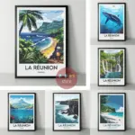 La Réunion Reunion Island France Traveling Poster Canvas Printing Natural Landscape La Réunion Wall Decor Hotel Room Wall Decor