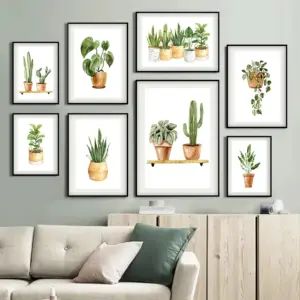 Green Plants Wall Art Canvas Painting Cactus Tiger Pilan Monstera Posters And Prints Wall Pictures For Living Room Decor