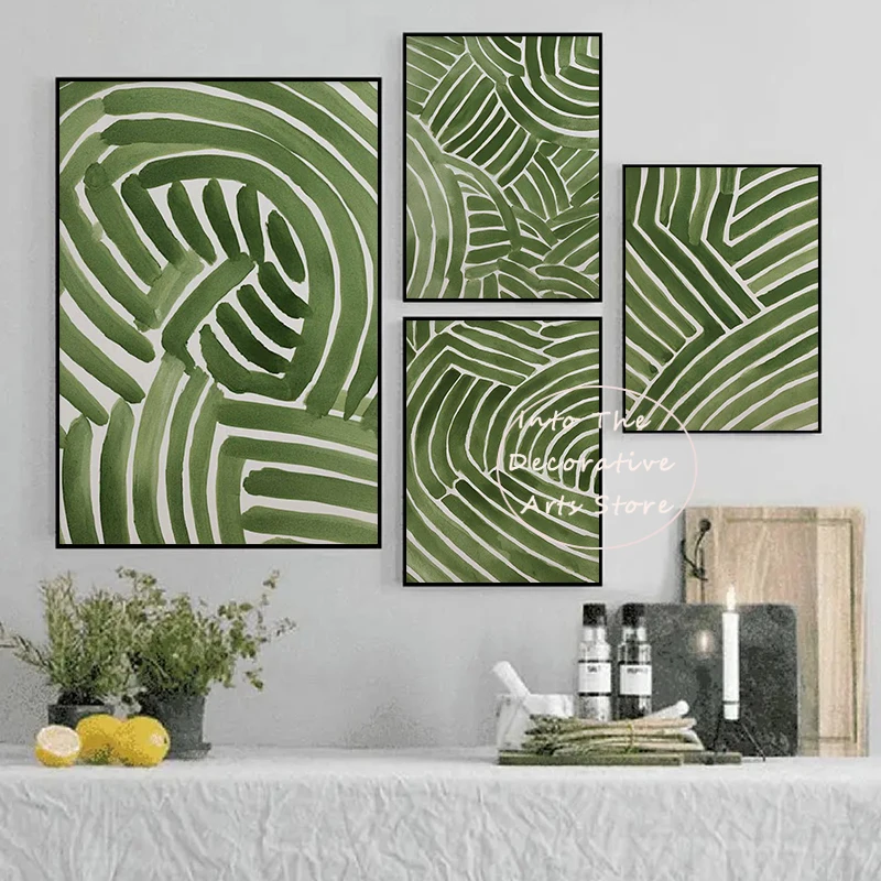 Nordic Minimalist Green Plant Art Abstraction Posters Prints Canvas Painting Wall Art Picture Living Room Home Decor - Image 3