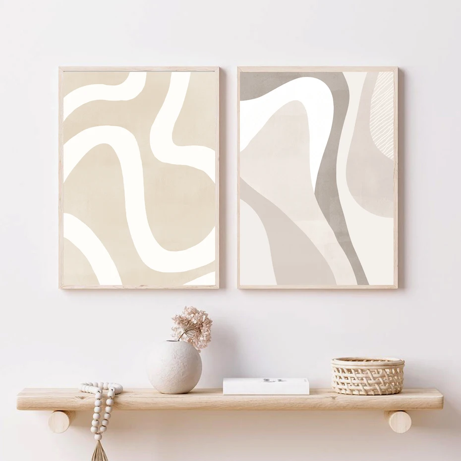 Boho Posters Neutral Beige Gray Watercolor Abstract Wall Art Prints Pastel Canvas Painting For Living Room Home Decor - Image 5