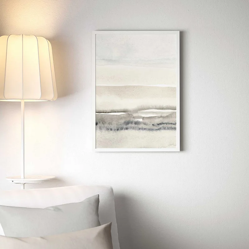 Beige and Grey Abstract Canvas Painting Posters and Prints Nordic Wall Art Pictures for Home Living Room Decor Set of 2 - Image 3