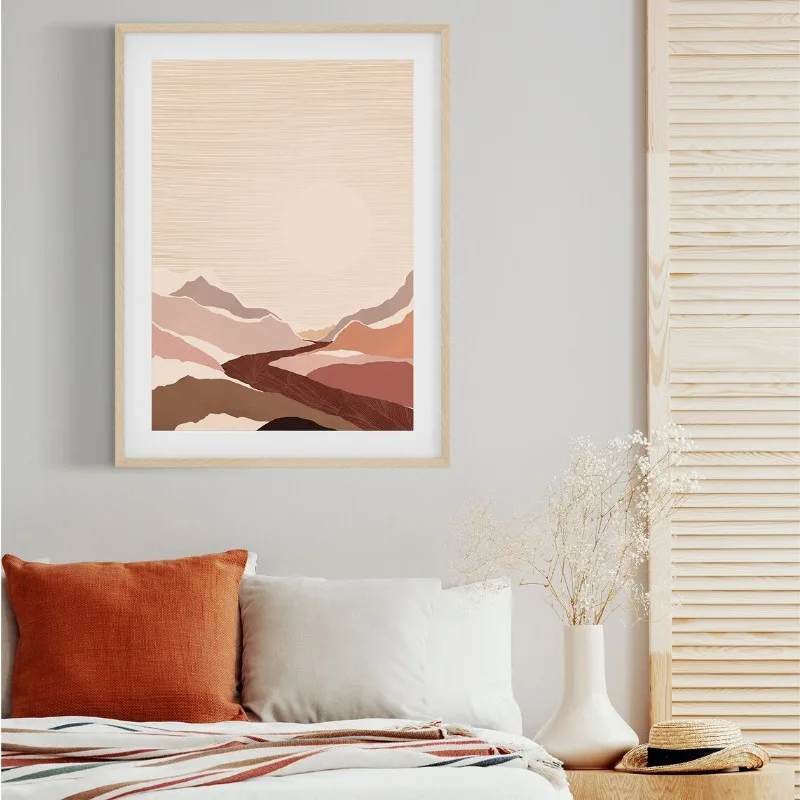 Abstract Earth Tones Line Geometry Poster Boho Contemporary Beige Neutral Canvas Painting Wall Art for Living Room Home Decor - Image 3