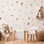 Boho Cartoon Mushroom Branch Leaves Flowers Pattern Wall Stickers for Kids Room Baby Nursery Room Home Decor Interior Decals