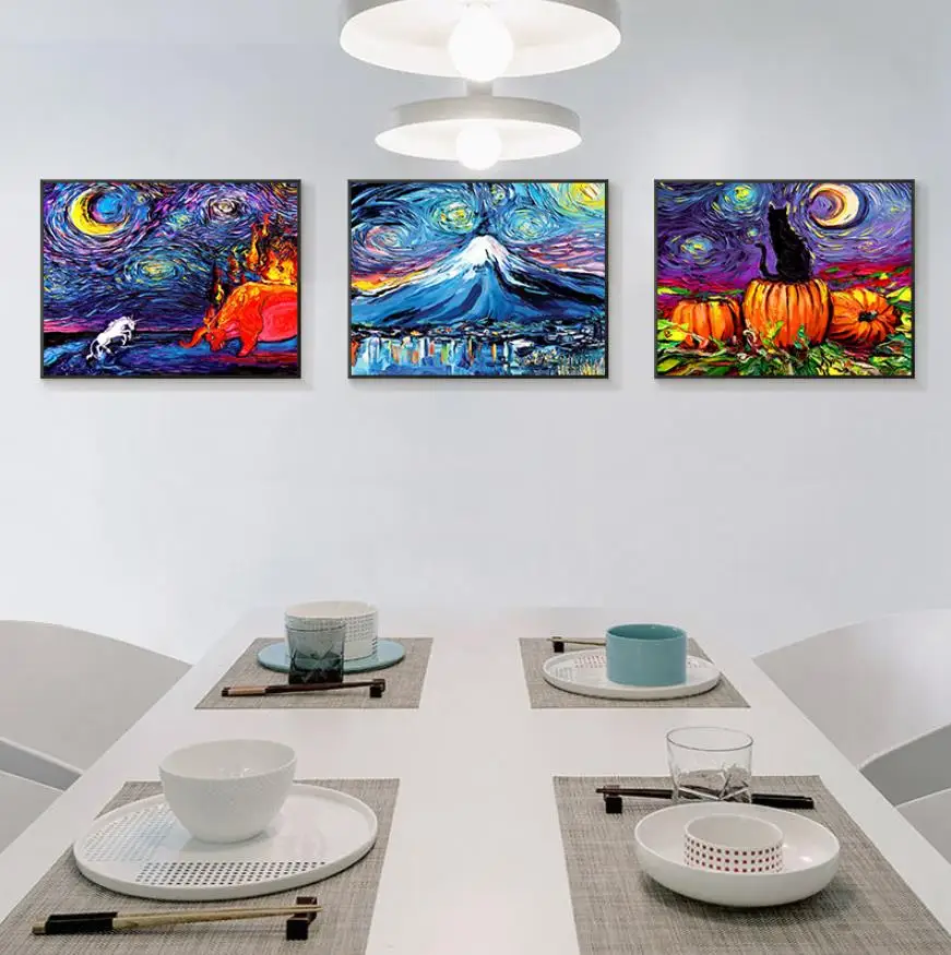 Starry Night by Vincent Van Gogh Famous Artist Art Print Wall Picture Canvas Oil Painting Home Wall Decor - Image 3