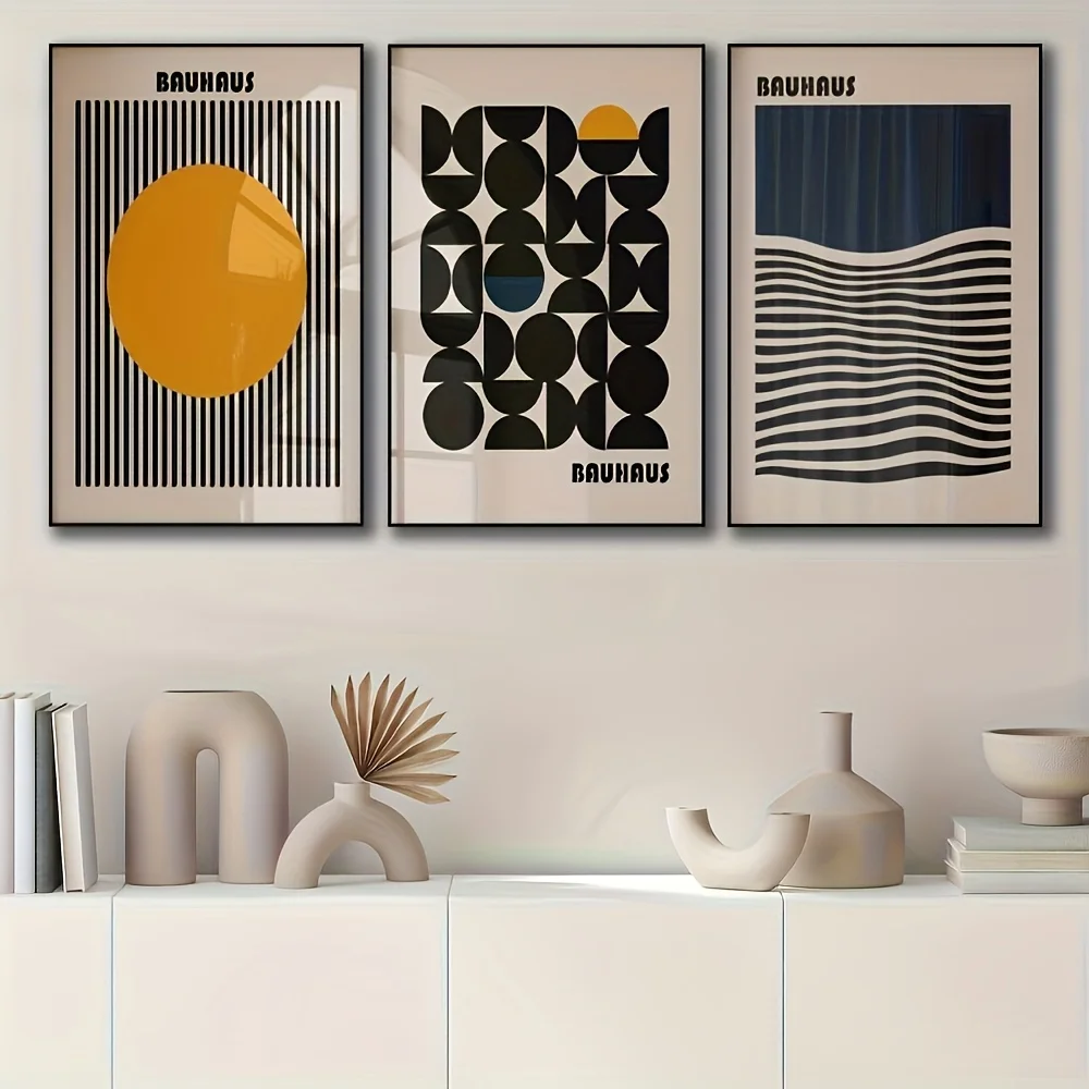Minimalist Bauhaus Canvas Print Retro Mid-century Geometric Exhibition Wall Art Poster for Modern Living Room Bedroom Home Decor - Image 4