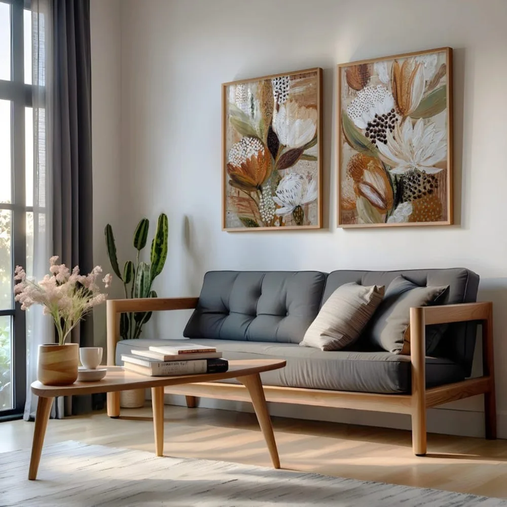 Frameless Flower Wall Art Prints, Bohemian Plants, Abstract Flower Paintings, Modern Country Home Decoration, Digital Download - Image 4