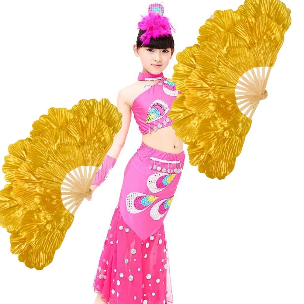 Chinese Style Peony Petal Dancing Fan Bamboo Frame Multi-layered Yangko Performance Fan Large Size Flower Folding Fan Summer - Image 4