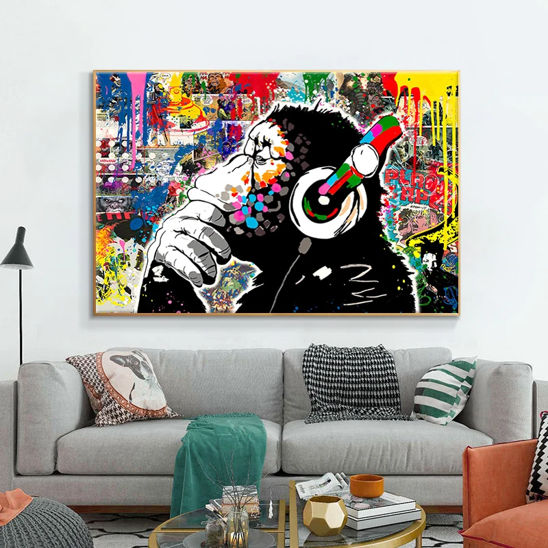 Banksy Graffiti Art Canvas Painting Modern Street Pop Art Butterfly Brains Girl Posters and Prints Wall Pictures for Home Decor - Image 2