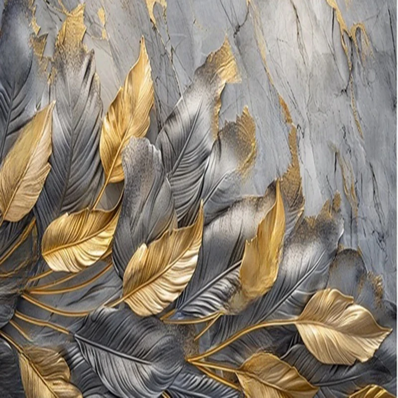 Luxury 3D Gold Leaf Feather Wallpaper - Vintage Retro Large-Scale Living Room bedroom sofa TV Background Home Decor Fresco - Image 4