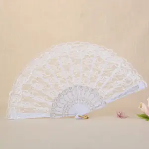 1Pc European Retro Black White Lace Folding Fan Women Lolita Art Classical Hand-held Fan Dance Photo Cosplay Opera Party Props