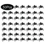 50pcs Halloween Spiders Decorations Small Black Luminous Plastic Spiders Haunted House Spider Decoration Simulation Tricky Toy