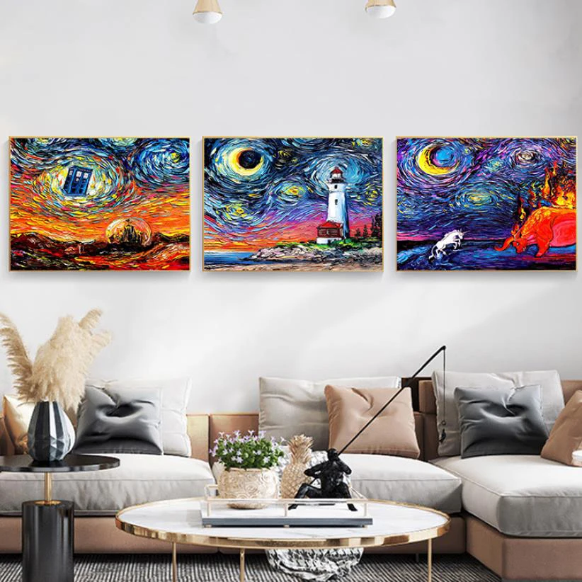 Starry Night by Vincent Van Gogh Famous Artist Art Print Wall Picture Canvas Oil Painting Home Wall Decor - Image 5