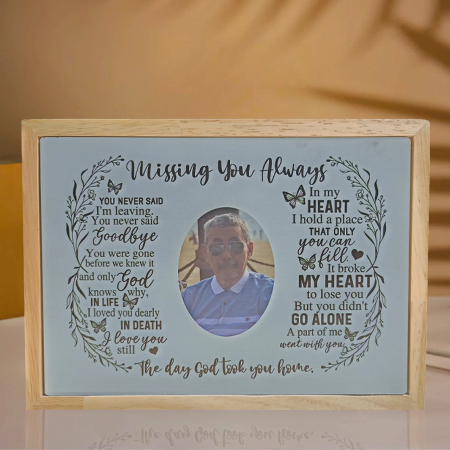 Personalized In Memory of Loved Lamp with Custom Photo Night Light Up Picture Frames as a Unique Memorial Family Friends Gift - Image 2