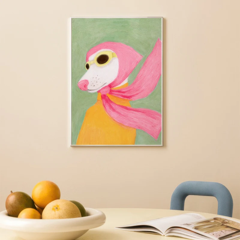 Fashion Girl Dog Flower Green Plant Abstract Line Art Print Poster Canvas Painting Hotel Bar Decorative Picture Wall Living Room - Image 4