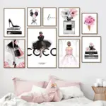 Nordic Pink Beauty Salon Poster Prints Fashion Perfume Women Wall Art Canvas Paintings for Modern Living Room Girl Bedroom De