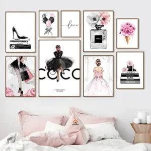Nordic Pink Beauty Salon Poster Prints Fashion Perfume Women Wall Art Canvas Paintings for Modern Living Room Girl Bedroom De