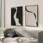 Abstract Minimal Art Print Line Drawing Poster Beige And Black Canvas Painting Modern Wall Picture Living Room Decoration