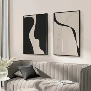 Abstract Minimal Art Print Line Drawing Poster Beige And Black Canvas Painting Modern Wall Picture Living Room Decoration