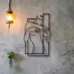 Large Scale Sleek Feminine Metal Line Art Mural | Minimalist Premium Wall Sculpture for Bathroom & Bedroom