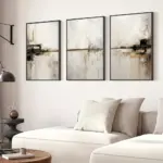 3pcs/set Abstract Geometric Landscape Canvas Prints Minimalist Black White Wall Art Posters for Modern Living Room Home Decor