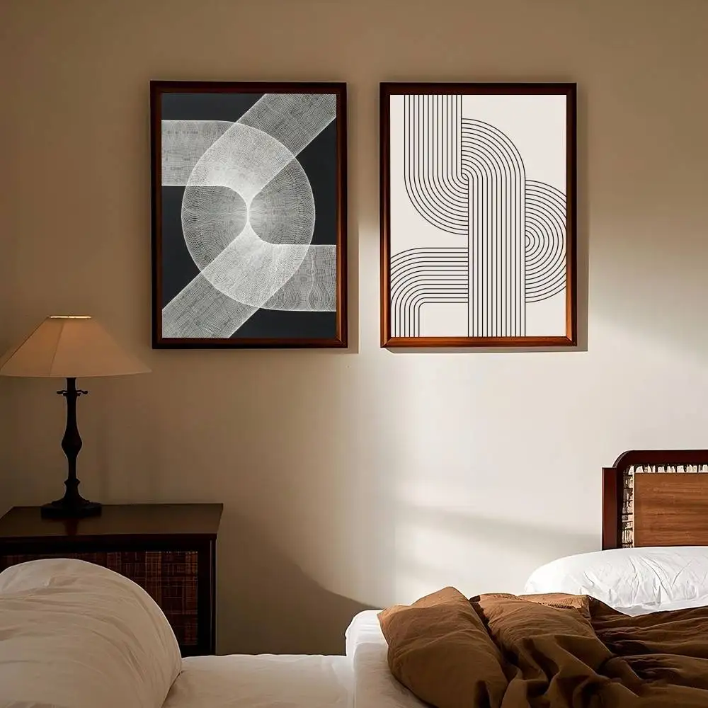 1PC Abstract Black and White Wall Art Poster Self-adhesive Art Waterproof Paper Sticker Coffee House Bar Room Wall Decor - Image 5