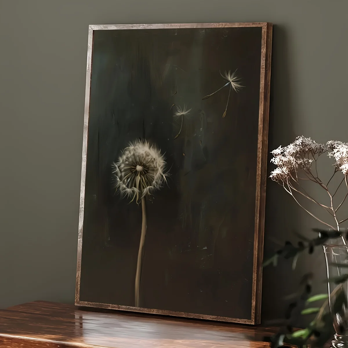 Minimalist Dark Dandelion Flower Canvas Print Abstract Inspirational Wall Art Poster for Modern Living Room Bedroom Home Decor - Image 3