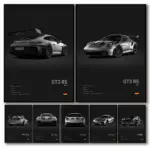 Pop Black and White Germany Luxury Super Sport Car Poster Aesthetic 911 GT3 RS Turbo Canvas Print for Wall Art Garage Room Decor