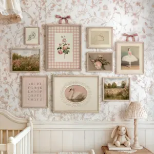 Retro Pink Nursery Art Posters Vintage-Inspired Girls Room Decor Canvas Print Painting Decoration Gift Poster Nursery Wall Decor