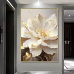 Gold Leaf White Flowers Modern Canvas Decorative Posters Canvas Wall Art Picture Printing Living Room Home Decor No Frame