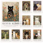 Gustav Klimt Cat Painting Works Posters Klimt Exhibition Impressionism Animals Prints Canvas Wall Art Pictures Home Room Decor