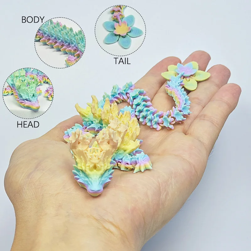 3D Printed Crystal Dragon Articulated Dragon Fidget Toy Cherry Blossom Dragon Home Office Decor Birthday Gift For Boys 2025 - Image 4