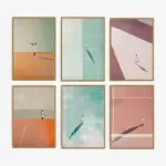 Abstract Minimalist Tennis Sport Poster Vintage Tennis Court Dopamine Canvas Painting Funky Wall Art for Living Room Home Decor