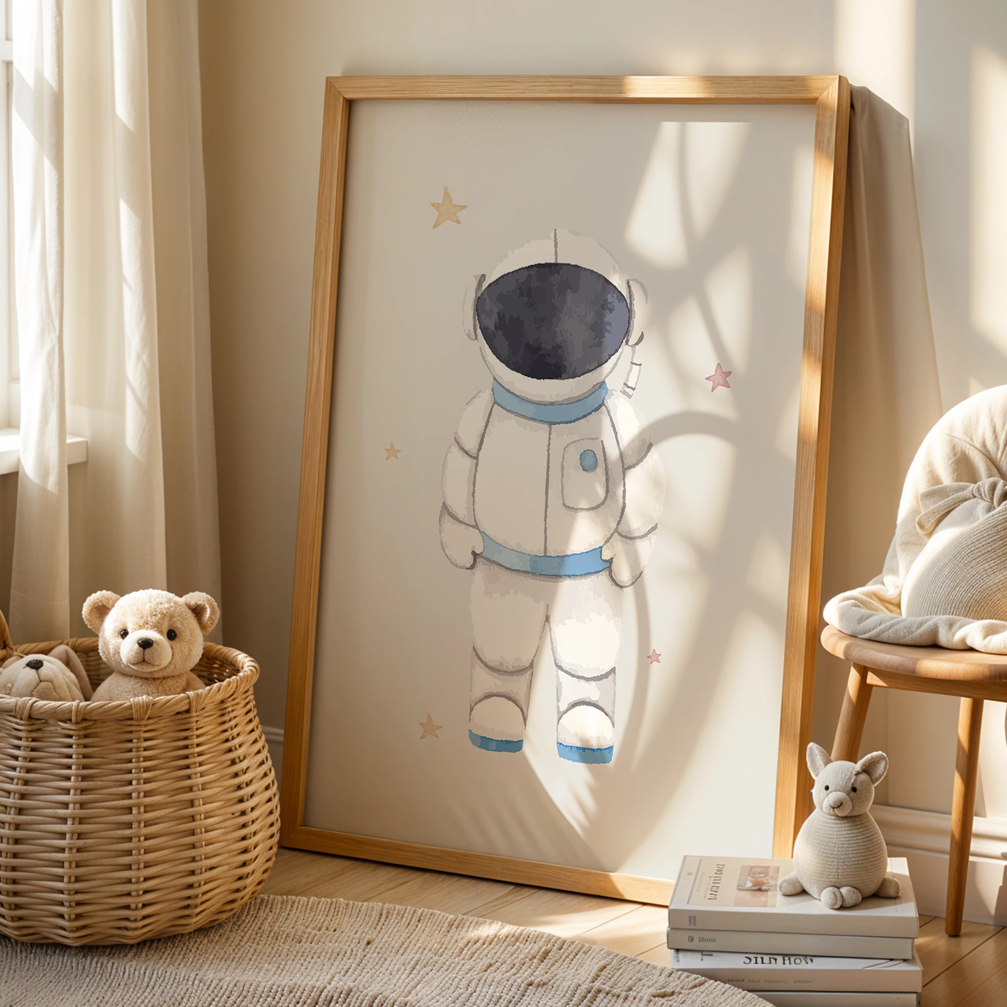 6pcs Personalized Custom Name Cartoon Child rocket Wall Art Print Picture Canvas Poster Painting For Living Room Home Decor Gift - Image 2