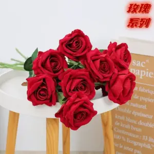 Artificial Flowers Bouquet White Red Rose Eucalyptus Leaves Wedding Decoration Peony Fake Flower For Party Home Decor Outdoor