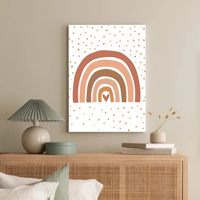 Colorful Rainbow Sun Cloud Flower Poster Prints Boho Style Wall Art Canvas Painting for Child Nursery Girl Room Decoration - Image 3