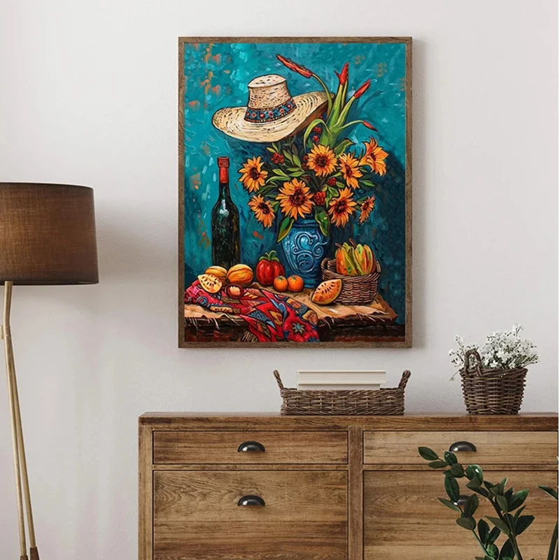 Nordic Traditional Farmhouse Kitchen Still Life Cactus Poster Colorful Landscape Canvas Paintings Wall Art Pictures Home Decor - Image 3